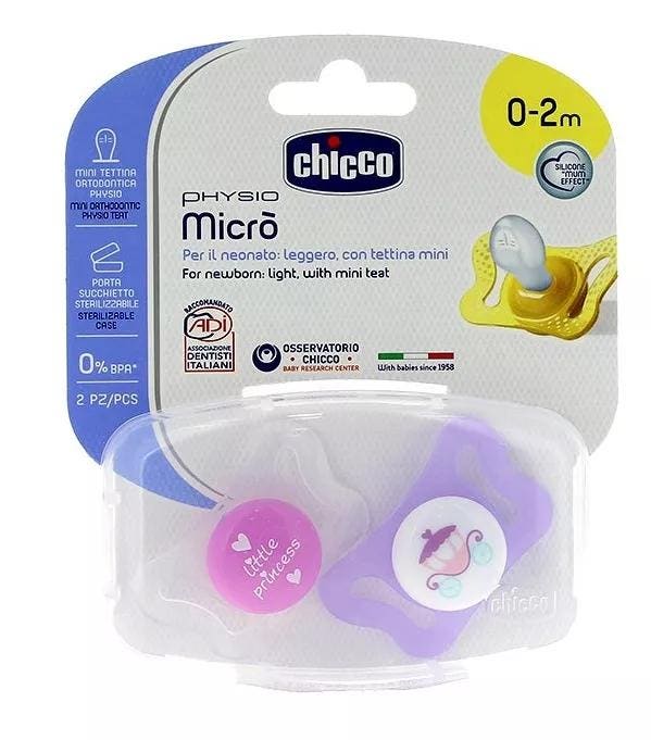 Chupete Chicco Micro Sil Ros 0-2M X2