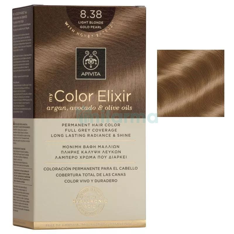 Tinte My Color Elixir Apivita N8.38 Rubio Claro Dorado Perlado