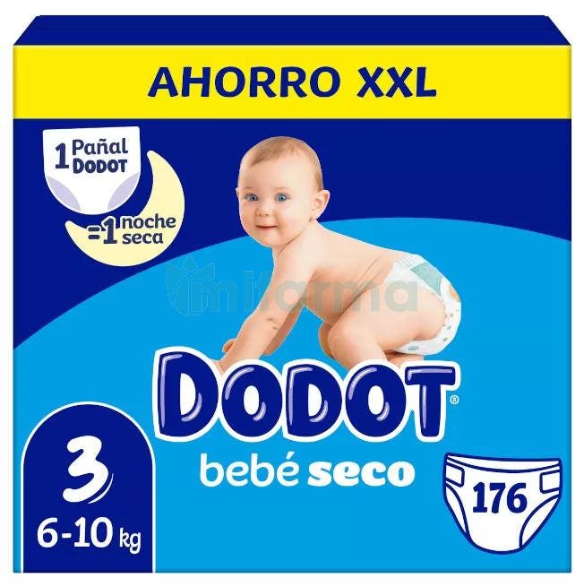 Dodot Bebé Seco Pañales Box XXL T3 (6-10 kg) 176 uds