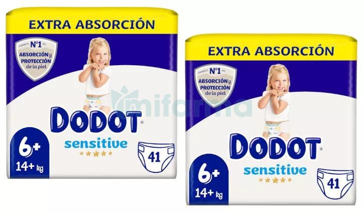 Dodot Sensitive Extra Talla 6+ 2x44 uds