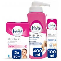 Veet Crema Depilatoria Axilas y Area del Bikini Roll-on 100 ml Crema Depilatoria Corporal 400 ml Crema Depilatoria Facial 2x50 ml