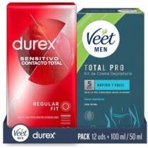 Durex Preservativo Sensitivo Control Total 12 uds Veet Men Kit Crema Depilatoria Zonas Intimas 150 ml